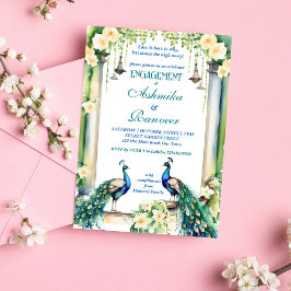 Plantilla de compromiso indio de pavo real y jazmí