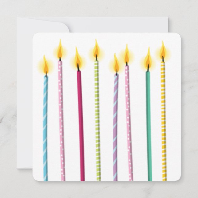 Plantilla de cumpleaños de velas de colores largos (Anverso)