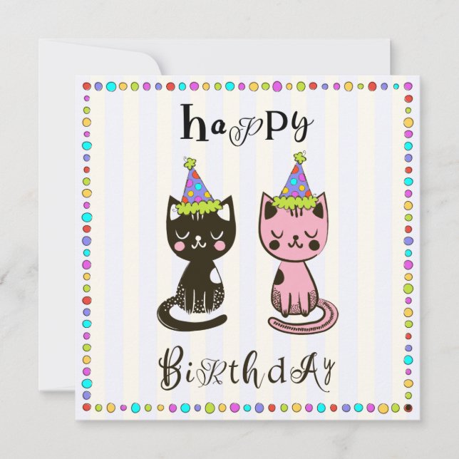 Plantilla de cumpleaños feliz para gatitos de mano (Anverso)