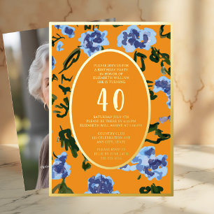 Plantilla de cumpleaños número 40 floral moderna n