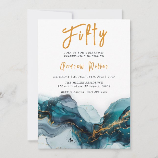 Plantilla de cumpleaños número 50 para hombres edi (Anverso)