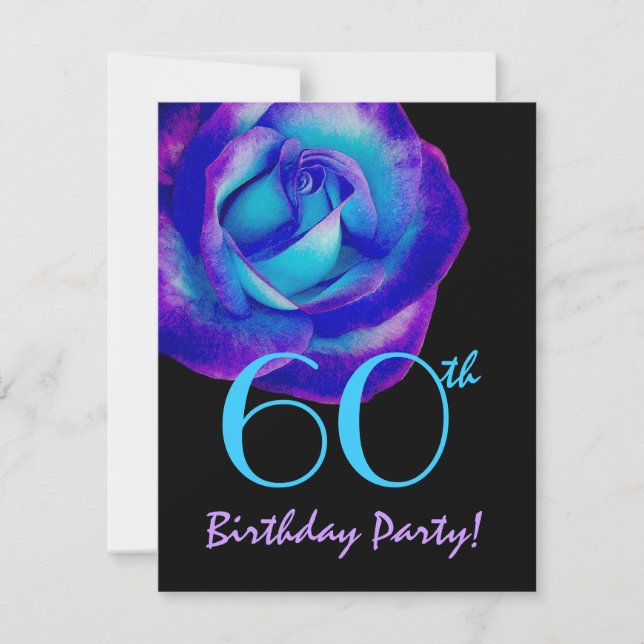 Plantilla de cumpleaños número 60 Rosa morado y az (Anverso)