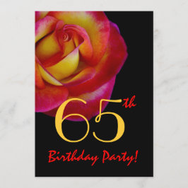 Plantilla de cumpleaños número 65 - Rosa roja y am