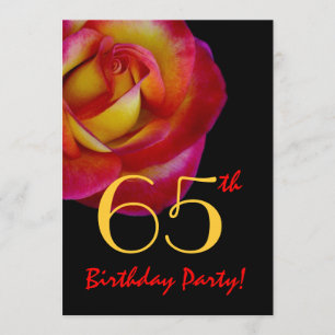 Plantilla de cumpleaños número 65 - Rosa roja y am