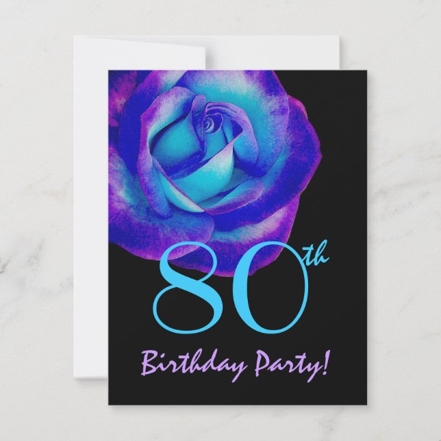 Plantilla de cumpleaños número 80 Rosa morado y az (Anverso)