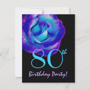 Plantilla de cumpleaños número 80 Rosa morado y az