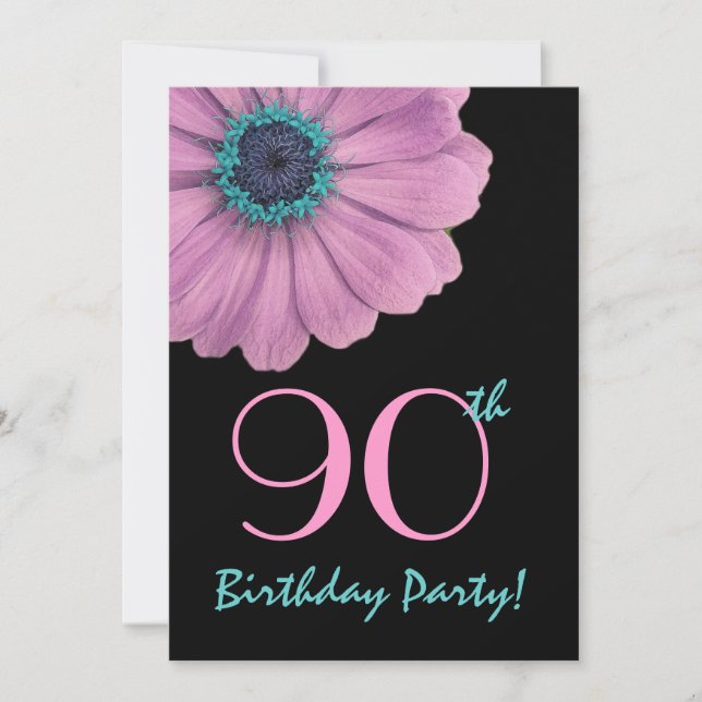 Plantilla de cumpleaños número 90 - Daisy rosa (Anverso)