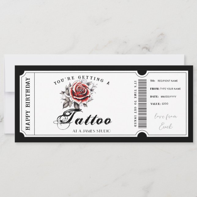 Plantilla de cupón de regalo de tatuaje personal (Anverso)