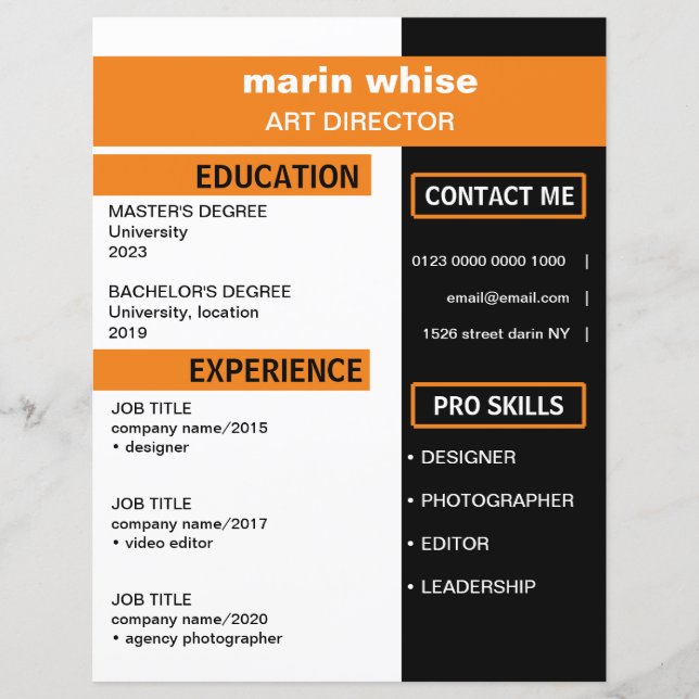 Plantilla de currículum profesional (Anverso)