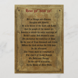 Plantilla de decreto de invitación a boda medieval