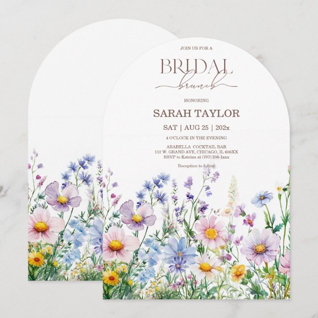 Plantilla de Desayuno Nupcial Boho Wildflowers (Anverso / Reverso)