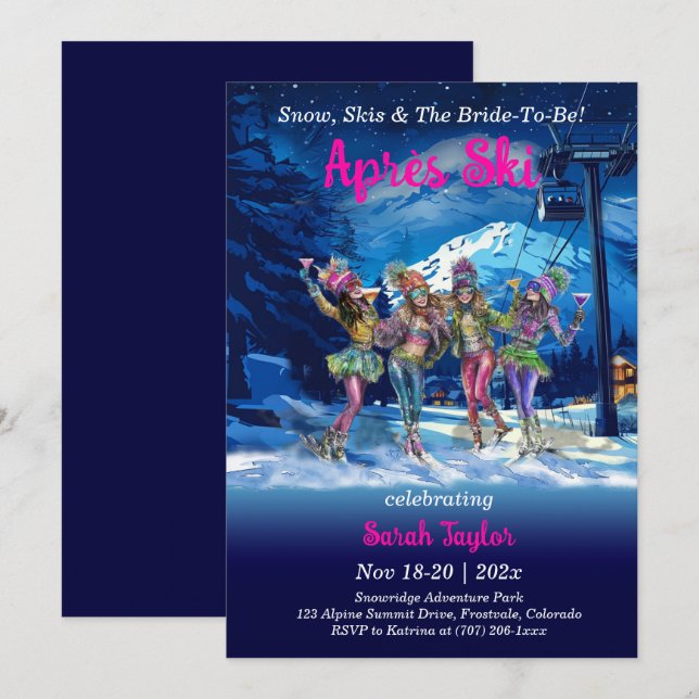 Plantilla de despedida de soltera Après Ski editab (Anverso / Reverso)