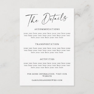 Plantilla de detalles de boda con tipografía scrip