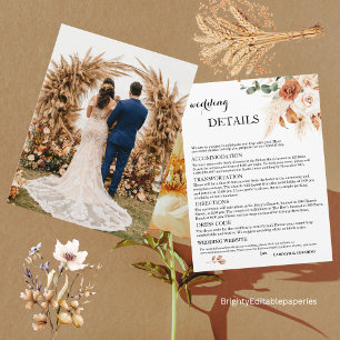Plantilla de detalles de bodas de otoño tropical