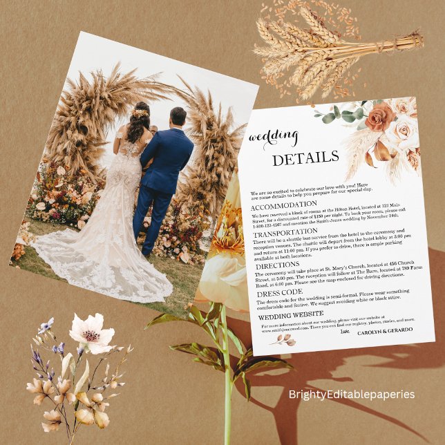 Plantilla de detalles de bodas de otoño tropical (Subido por el creador)