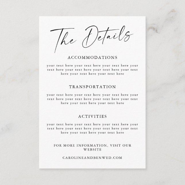Plantilla de detalles del Boda de guiones negros s (Anverso)
