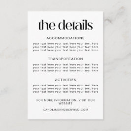 Plantilla de detalles del Boda de tipografía negra