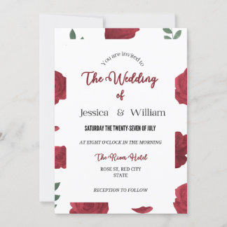 Plantilla de diseño de invitación a boda Rosa edit