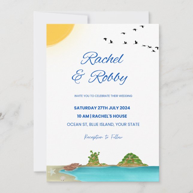 Plantilla de diseño de invitación de boda de isla  (Anverso)