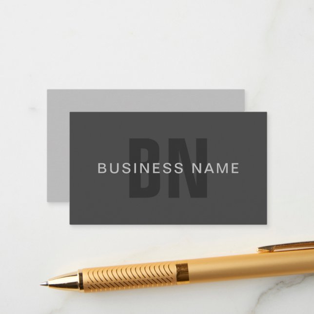 Plantilla de diseño de monograma editable en gris  (Anverso/Reverso In Situ)