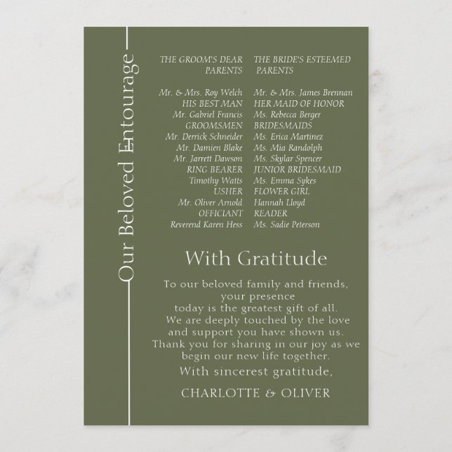 Plantilla de diseño de programa de boda elegante m (Reverso)