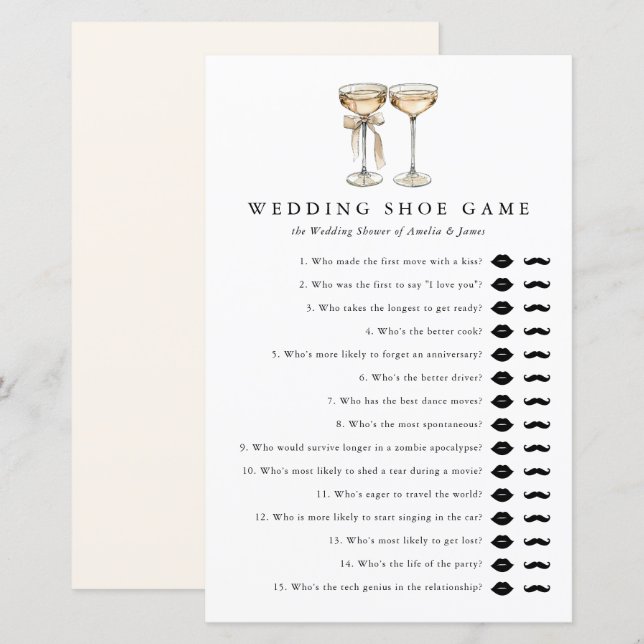 Plantilla de ducha de Boda de champán de juego de  (Anverso / Reverso)