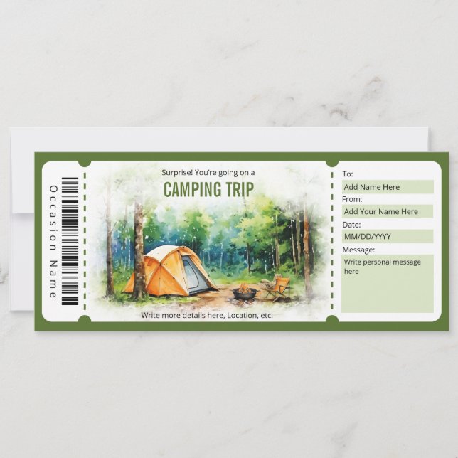 Plantilla de entradas de camping de sorpresa (Anverso)