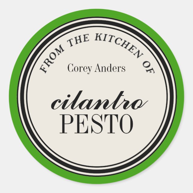 Plantilla de etiqueta circular "Desde la cocina de (Anverso)