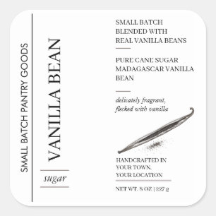 Plantilla de Etiqueta de Azúcar de Vaina de Vainil