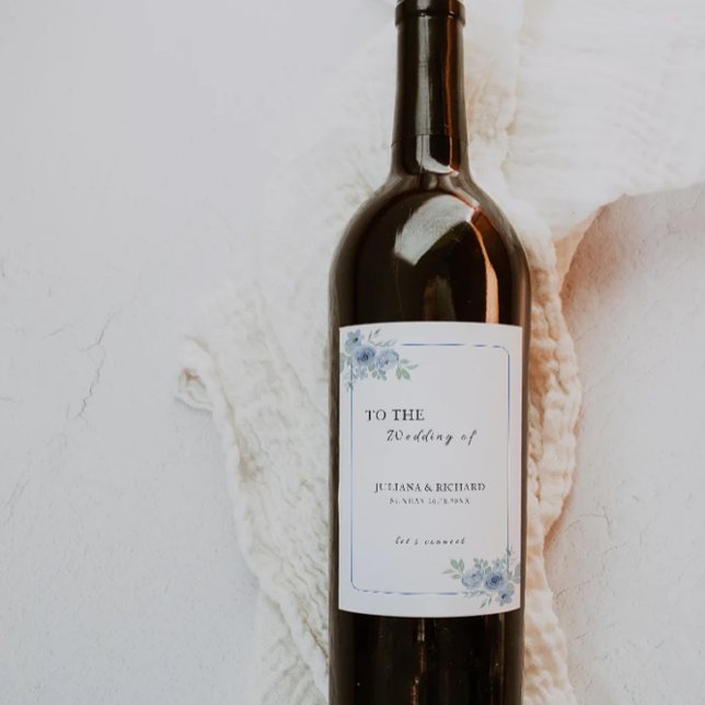 Plantilla de etiqueta de botella de vino azul (Blue wine bottle label Template)