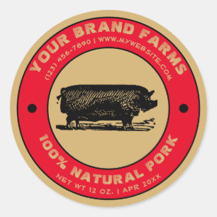 Plantilla de etiqueta de cerdo vintage