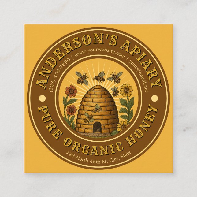 Plantilla de etiqueta de cosecha de miel de abeja (Anverso)