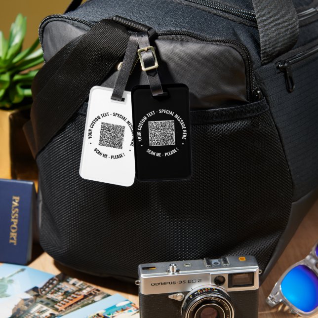 Plantilla de etiqueta de equipaje de texto de códi (Anverso & Reverso)