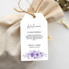 Plantilla de etiqueta de favor de boda púrpura,