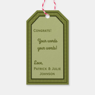 PLANTILLA DE ETIQUETA DE Gingham-HANG/GIFT Green O
