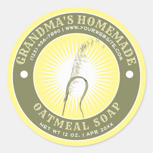 Plantilla de etiqueta de jabón de avena casera (Anverso)