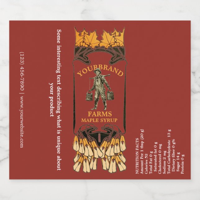 Plantilla de etiqueta de jarabe de arce de estilo  (Etiqueta única)