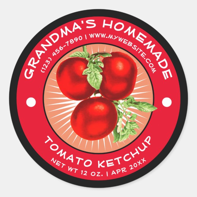 Plantilla de etiqueta de Ketchup de tomate casero  (Anverso)