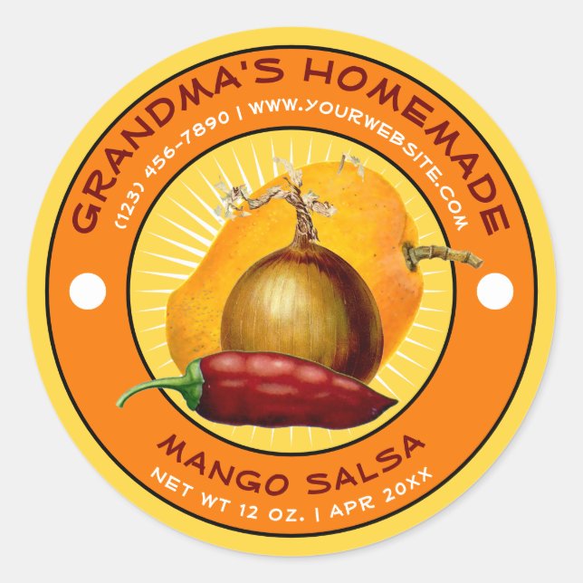Plantilla de etiqueta de la salsa de mango casera  (Anverso)