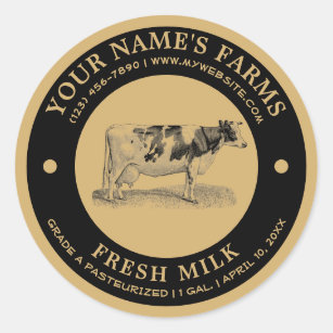 Plantilla de etiqueta de leche fresca vintage