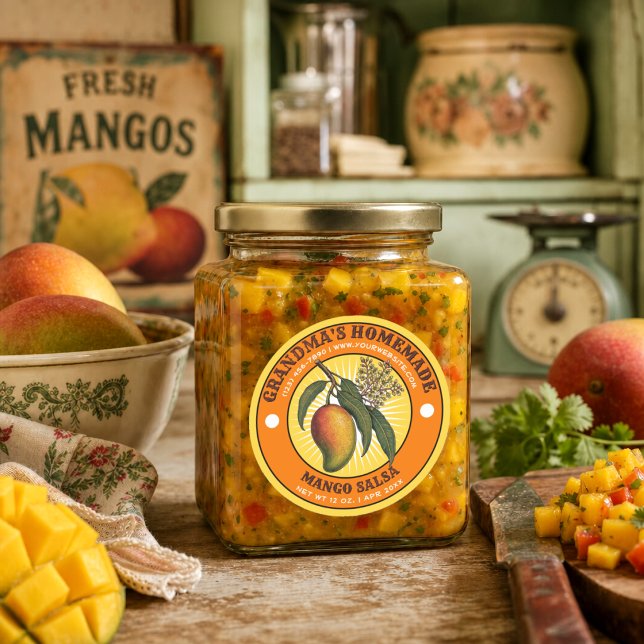 Plantilla de etiqueta de salsa de mango casera ret (Subido por el creador)