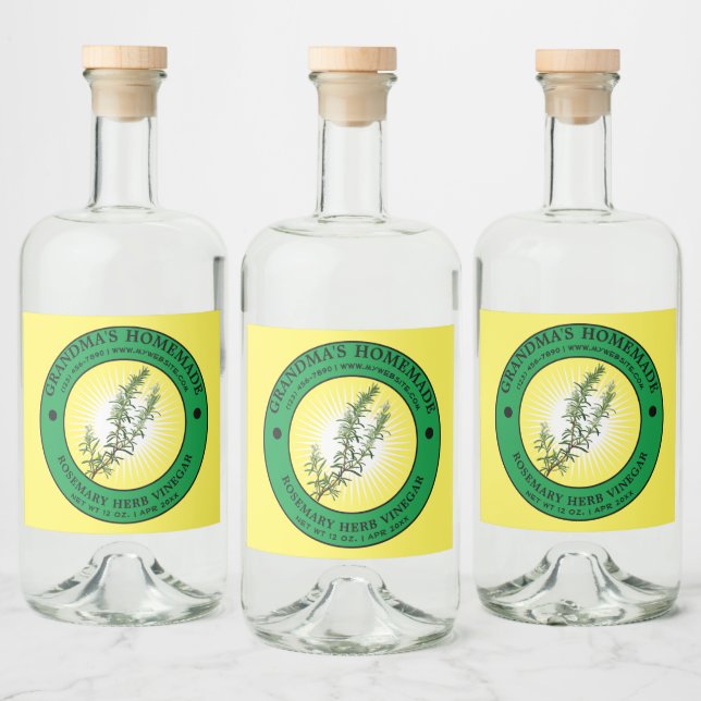 Plantilla de etiqueta de vinagre de hierba casera  (Botellas)