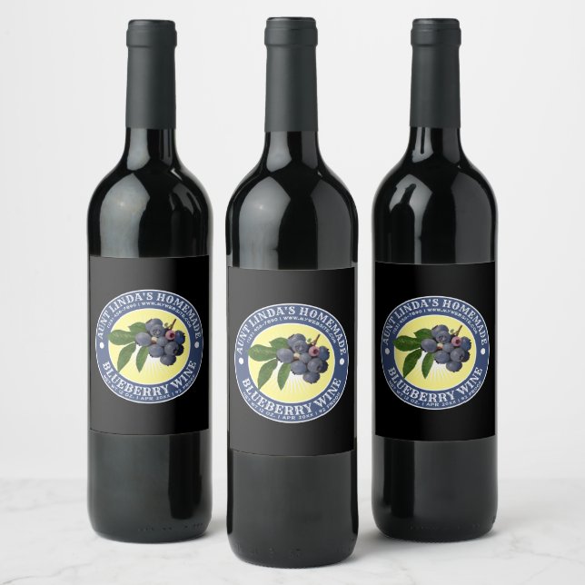 Plantilla de etiqueta de vino de arándano casero (Botellas)