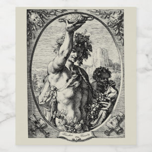 Plantilla de etiqueta de vino de Bacchus antiguo