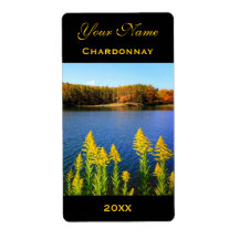 Plantilla de etiqueta de vino Goldenrod Lago Azul