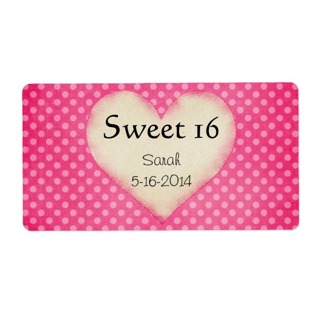 Plantilla de etiqueta Sweet 16 personalizada (Frente)