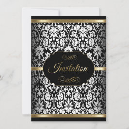 Plantilla de fiesta Blanco, Negro y Dorado | Invit