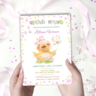 Plantilla de Fiesta de Bebé con Pato de Goma Rosa
