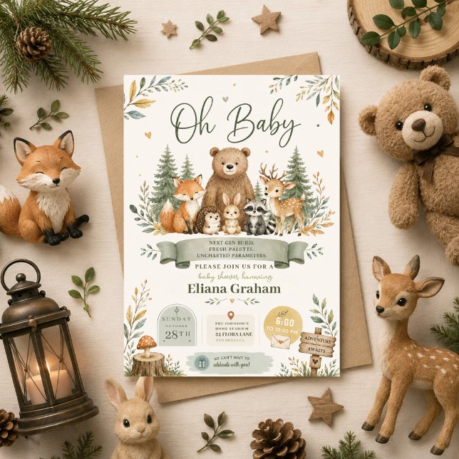Plantilla de fiesta de bebé del bosque para bebé A (Subido por el creador)