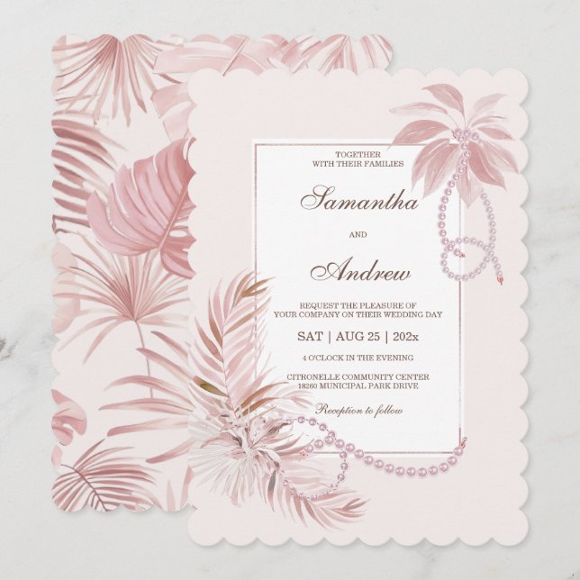 Plantilla de Fiesta de Boda de Tema Tropical (Anverso / Reverso)